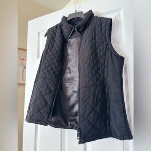 Black Quilted Vest with Zipper Details